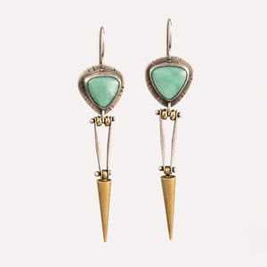 Orecchini pendenti da donna con pietra blu a campana, gioielli vintage alla moda - Product Image 2
