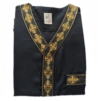 2025 Maroc Style Modeste Homme Thobe RT Tissu avec Manches Courtes Usine Vente Directe pour les Hommes Musulmans en Saison de Printemps