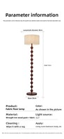Nouvelle lampe de sol/de table LED chinoise E27 avec abat-jour en tissu couleur noyer, fonctionnement silencieux, gradation progressive, télécommande, style moderne rétro