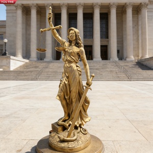 Estatua de la Dama de la Justicia en Bronce Dorado YOUFINE para Decoración de Instituciones y Exteriores - Product Image 4