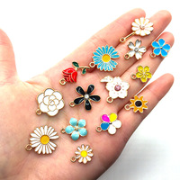 60 Breloques Fleur Émaillées en Alliage avec Perle pour la Fabrication de Bijoux DIY, Fournitures en Gros pour Bracelets et Boucles d'Oreilles