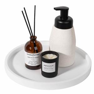 Round Silicone Organizer <b>Tray</b> for Countertop, Non-Slip Waterproof Storage for Bathroom, Kitchen, Desk, Candle & <b>Perfume</b> - Product Image 3