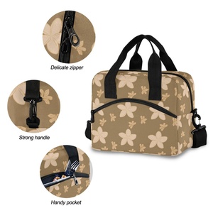 Sac isotherme pour femme avec imprimé personnalisé fleur de plumier hawaïenne marron, 15L, réutilisable, petit sac à déjeuner isotherme avec sangle réglable - Product Image 5
