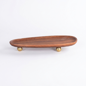 Plateau de service carré surélevé en acier inoxydable poli, fait main, avec pieds en boule dorée, écologique, pour la décoration de table et les événements - Product Image 2