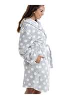 Vente en gros de peignoir de luxe en polaire super douce à pois miel vêtements de nuit en polaire épaisse pour adultes robe de chambre personnalisée en polyester