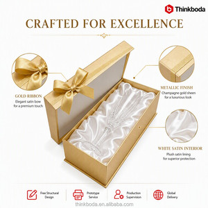 Scatola Regalo Personalizzata per Flute da Champagne con Logo, Confezione di Lusso in Cartone Dorato per Set Regalo di Anniversario Matrimoniale, Vendita all'Ingrosso - Product Image 4