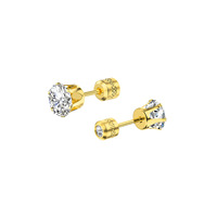 Boucles d'oreilles hypoallergéniques vintage en acier inoxydable plaqué or 18 carats avec zircon, à visser, pour piercing d'hélice, pour femmes et hommes