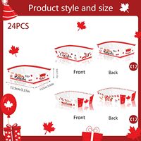 24 pièces plaque de fierté canadienne fête du Canada Snack plateau à bonbons boîte en papier de type navire fournitures de fête du Canada plateau en papier jetable