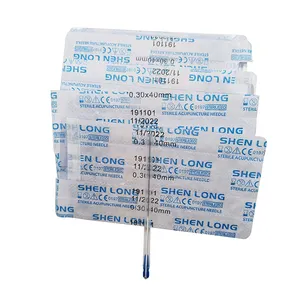 Fabrika fiyat Shenlong marka steril tek kullanımlık gümüş kol İğneler 100 adet/kutu Acupunctuer iğneler