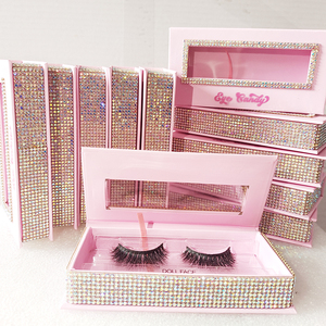 カスタマイズまつげ包装卸売バルク3d 25mmミンクピンクまつげケースグリッターダイヤモンドまつげパッケージカスタムロゴラッシュボックス - Product Image 2