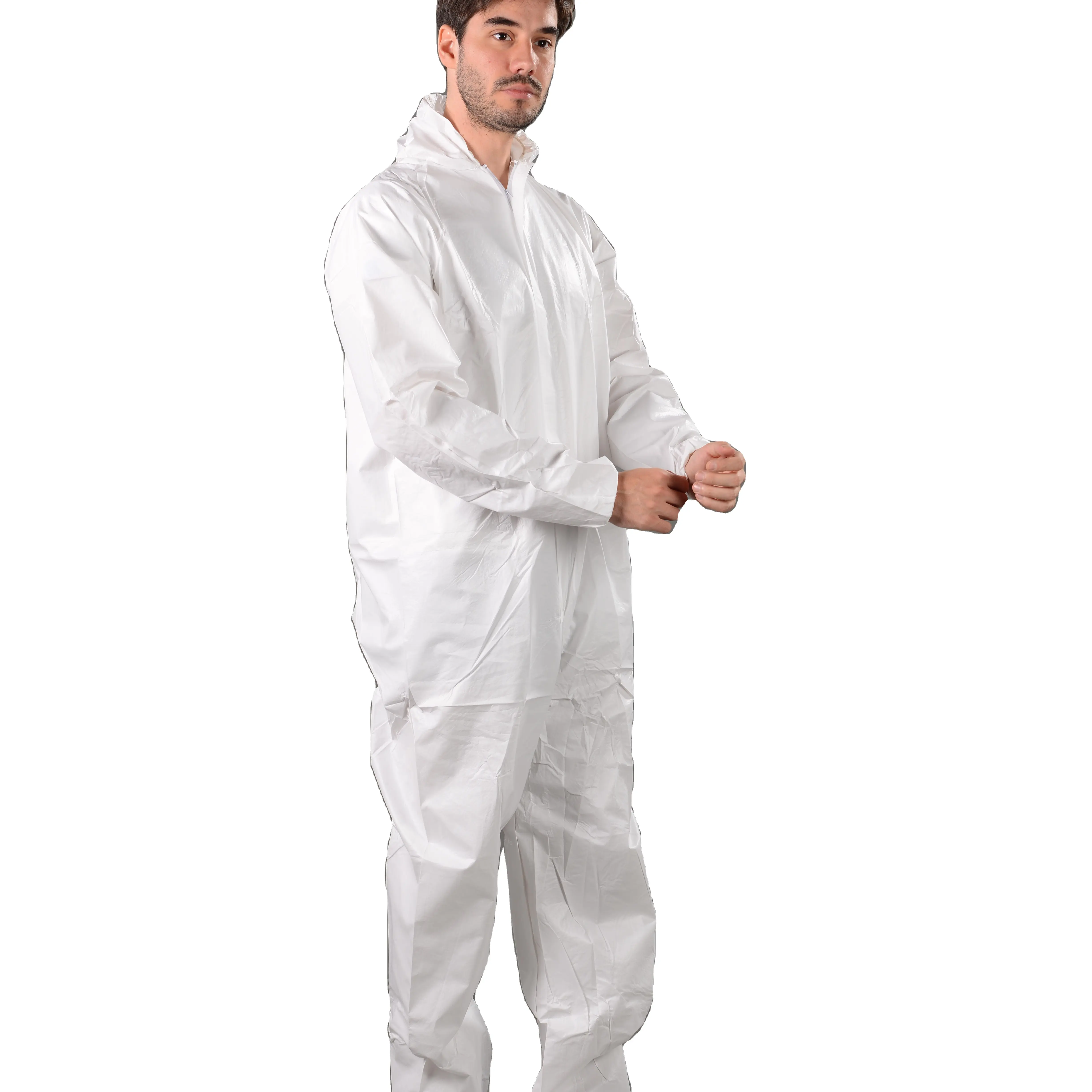Macacão com capuz uniforme de trabalho para salas limpas descartáveis
