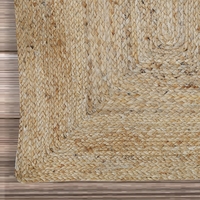 Tapis en jute naturel tressé, motif festonné brodé, fait main, forme rectangulaire, pour la maison et la prière, idéal pour les portes