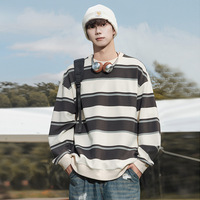 American Retro Style Pullover Hoodie pour Hommes Femmes Contrast Stripes Design Loose Casual Jacket Long 100% Cotton Terry XS-XL for
