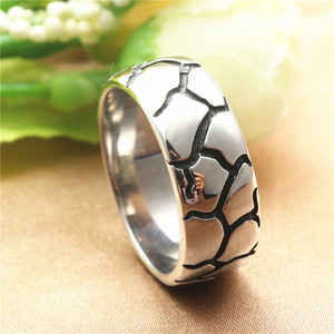 Men's <b>Titanium</b> Steel <b>Ring</b> Retro Silver Stone Pattern Punk Style Fashion Jewelry Gift - Product Image 1