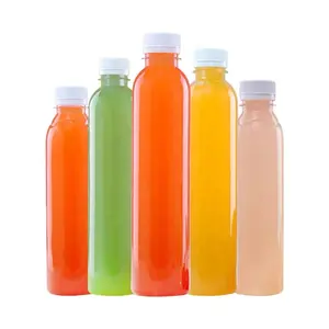 Embalagem de garrafa de plástico eco amigável, 300/400/500 ml, para fermentação fria, smoothies, leite, parafusado, garrafas de plástico de bebida