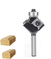 Fraise à angle oblique à 45 degrés tige de 8mm avec roulement sculpture sur bois fraise outils de travail du bois coin arrondi fraise en bout