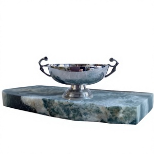 Tazón de Servir Moderno de Metal con Asas, Acabado Pulido, Apto para Lavavajillas, Tazón Decorativo para Servir Alimentos, Tazones Reutilizables para Fiestas - Product Image 1