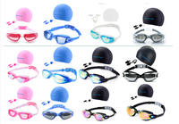 Gorro de Natación al por Mayor con Juego de Gafas, Gafas Antivaho con Tapones para los Oídos, Pinza Nasal, Gafas de Natación de Silicona, Gafas de Piscina