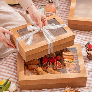 XJH Takeaway Embalagem De Alimentos Kraft Placa De Papel Kraft Mailer Caixa De Embalagem Expresso Caixa De Papel De Embalagem Kraft com Janela De Pvc - Product Image 2