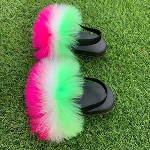Dropshipping 2026 – Pantoufles de luxe en vraie fourrure rose avec strass pour femme – Vente en gros - Product Image 4