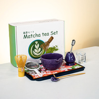 Service à thé matcha japonais en porcelaine céramique 10 pièces, motif fleur de cerisier, comprenant fouet, boîte, bol, bec verseur, pour cérémonie du thé et aliments