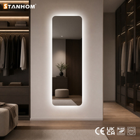 STANHOM Miroir LED pour hôtel 60x100cm, miroir de vanité rétroéclairé personnalisable pour salle de bain, miroir mural en verre