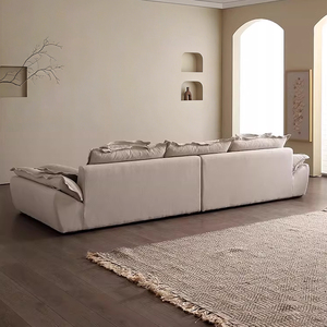 Divano Minimalista Italiano 'Sail', Seduta Extra Profonda, Stile Wabi-Sabi Crema, Divano in Tessuto a Fila Dritta - Product Image 5