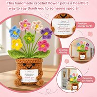 Aruigu Hadiah Terima Kasih Wanita Mini Forget-Me-Not Pot Bunga Rajutan Emoticon Lucu WB03 Hadiah Apresiasi Guru