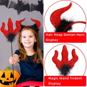 Costume de <span class=keywords><strong>Diable</strong></span> <span class=keywords><strong>Rouge</strong></span> d'Halloween Bandeau en <span class=keywords><strong>Corne</strong></span> en Plastique Trident Canne Festival Mascarade Performance Props Noveltiesprops Photos - Product Image 6