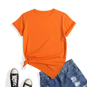 Özel t shirt sıcak satış avrupa ve amerika Amazon yaz boş t shirt özel logo etiketi baskı moda boyun kadın t-shirt