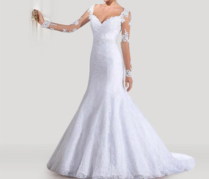 ชุดแต่งงาน S340 ปี 2025 ชุดเจ้าสาว Vestido De Noiva สีขาว กระโปรงลูกไม้เปิดหลัง ชุดเจ้าสาวแบบอิสลาม - Product Image 4