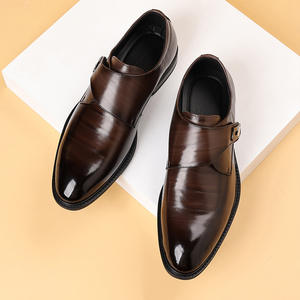 Primera capa de piel de vaca de cuero genuino de los hombres Slip-On puntiagudos zapatos formales de verano <span class=keywords><strong>s</strong></span>ólido de moda Oficina carrera de cuero de impresión - Product Image 2