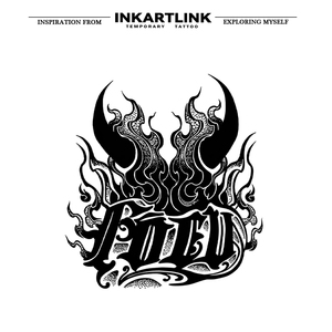INKARTLINK Pegatina de <span class=keywords><strong>tatuaje</strong></span> de cuerno de diablo, letra gótica, tótem de llama, herbal, semipermanente de 15 días, arte corporal para la parte posterior de la mano, al por mayor - Product Image 4