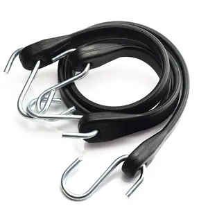 Multiple Length Long Heavy-Duty EPDM Rubber Tie Down Bungee Cord with Crimped Metal S Hooks