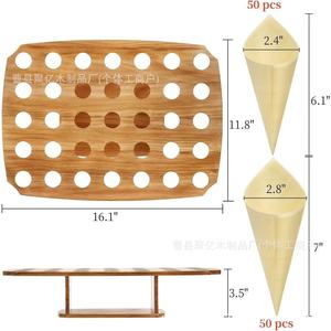 Expositor de helados cuadrado de madera, soporte de bambú para sobremesas y pasteles con múltiples compartimentos para fiestas - Product Image 3
