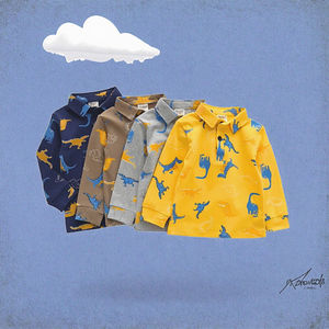 Polo imprimé dessin animé pour garçons, collection automne-printemps, 100 % coton tricoté, manches longues, logo frontal - Product Image 1