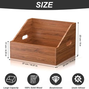 Retro Wooden Record Rack Solid Wood Bookcase For Vinyl <b>CD</b> Display Home Storage Organizer Cabinet With <b>Shelves</b> And compartments - Product Image 2