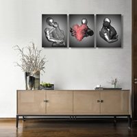 HAOWAI OEM/ODM Coeur d'Amour 3D Plante Affiche Peinture sur Toile Décoration Maison Sculpture en Métal Couple Romantique Câlin Art Mural Art Abstrait