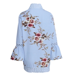 Delle donne Chiffon Floreale Cardigan Leggero di Stampa Dello Scialle Della Spiaggia Allentati Top Cover up <span class=keywords><strong>Estate</strong></span> Camicetta - Product Image 5