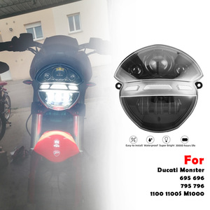 Phare de moto noir amélioré haute puissance YongJin avec DRL pour <span class=keywords><strong>Ducati</strong></span> <span class=keywords><strong>Monster</strong></span> 695, 696, 795, 796, 1100, 1100S & EVO - Product Image 1