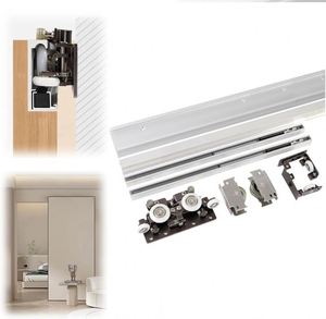 ชุดรางประตูบานเลื่อนครัว WEKIS รุ่นขายดี สำหรับประตูแบบซ่อน ฮาร์ดแวร์อลูมิเนียมอัลลอยสีดำ กันเสียง - Product Image 1