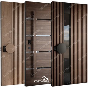 Cosyhouse Factory Puerta delantera de madera maciza de lujo Roble Nogal Entrada de madera Villa Puerta exterior para apartamento Hotel y residencial - Product Image 1