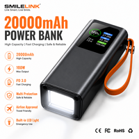 Chargeur portable 20000 mAh k 100W à charge rapide pour smartphones, montres connectées et ordinateurs portables avec affichage LED, batterie externe pour téléphone