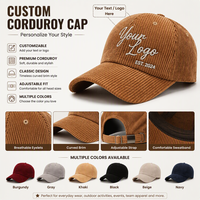 Casquette de baseball en velours côtelé unie à large bord réglable, style vintage rétro coréen, décontractée, pour le printemps et l'automne, pour femmes et hommes