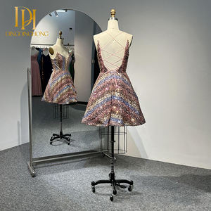 女の子用短い夏用イブニングドレスキラキラスパンコールストラップレスコルセットビーズ刺繍通気性生地プロムパーティー用 - Product Image 3