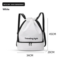Sac à dos de sport en polyester pour femme et homme, sac de natation et de gym portable avec compartiment à chaussures, poche étanche et bandoulière réglable