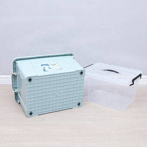 Boîte <span class=keywords><strong>de</strong></span> <span class=keywords><strong>rangement</strong></span> en plastique durable <span class=keywords><strong>de</strong></span> 18 L, blanche, empilable, <span class=keywords><strong>avec</strong></span> roulettes et <span class=keywords><strong>couvercle</strong></span>, grande capacité, organisateur pour les jouets des enfants et les articles divers - Product Image 5