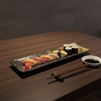 Assiettes minimalistes pour sushi, assiettes japonaises en mélamine incassables pour restaurant noir, 9 pièces