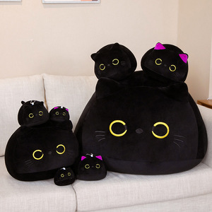 Bonito gato preto travesseiro de pelúcia brinquedos chaveiro macio Stuffed Animal Toy Plushie chaveiro saco pingente - Product Image 3