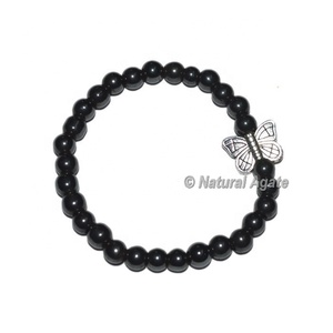 Bracelets en obsidienne noire en gros – Bijoux en cristal extensibles perlés en obsidienne noire naturelle - Product Image 6